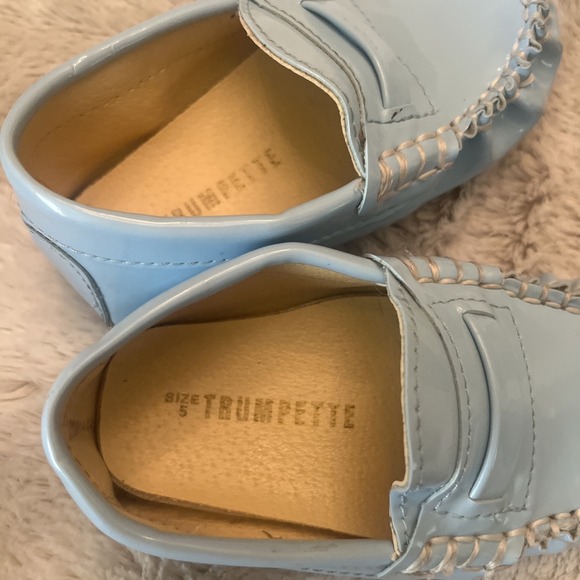 Trumpette Baby Shoes Loafers Light Blue Patent Driver Easter Size 5 Boys Girls - Picture 5 of 7